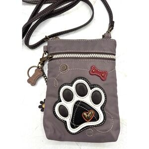 Chala Cell Phone Venture Crossbody Purse Paw Print Grey 702PWA5 Adjustable NWT